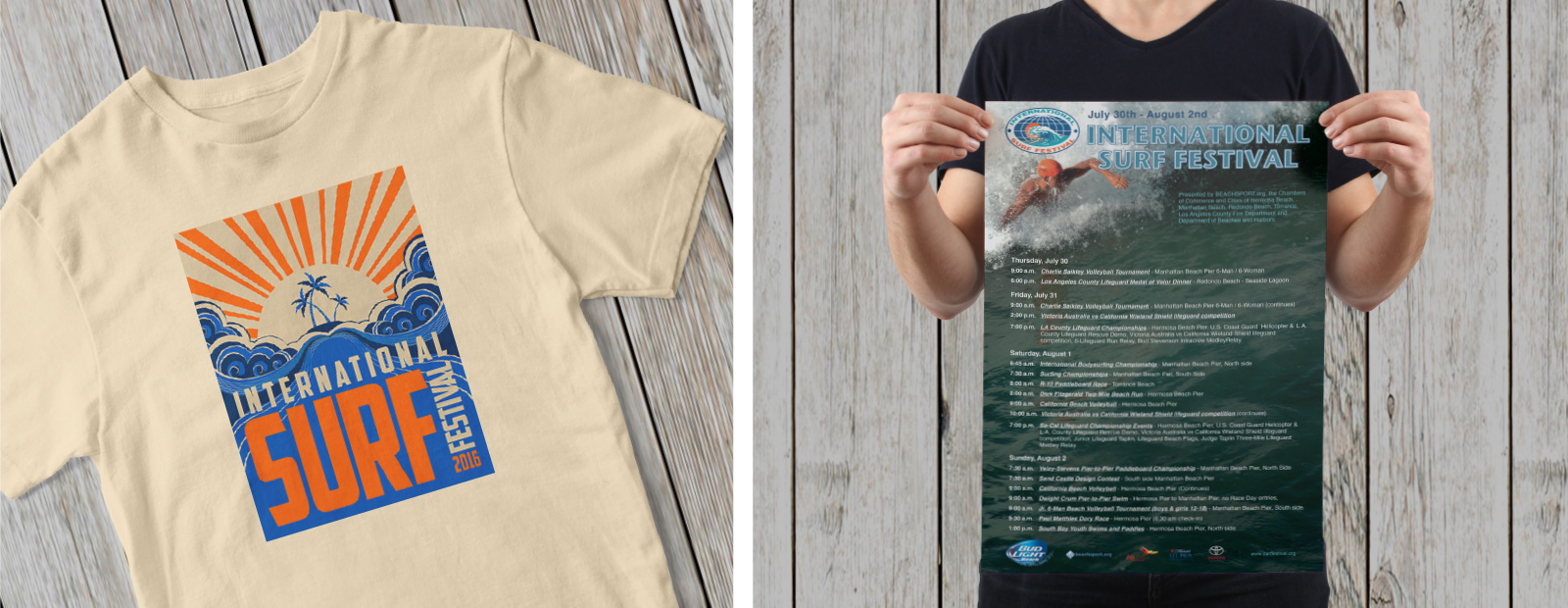 Shirt and poster design for the International Surf Festival