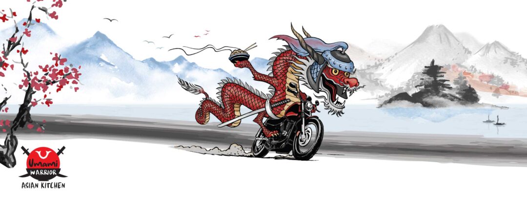 dragon riding a motorcycle illustration