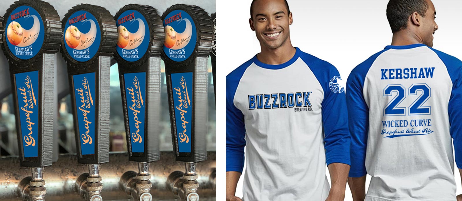 Kershaw's Wicked Curve t-shirt and tap handle