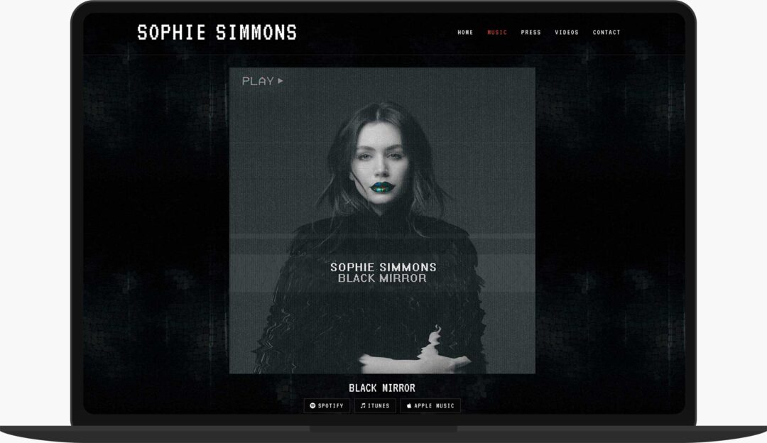 Sophie Simmons' website shown on a laptop