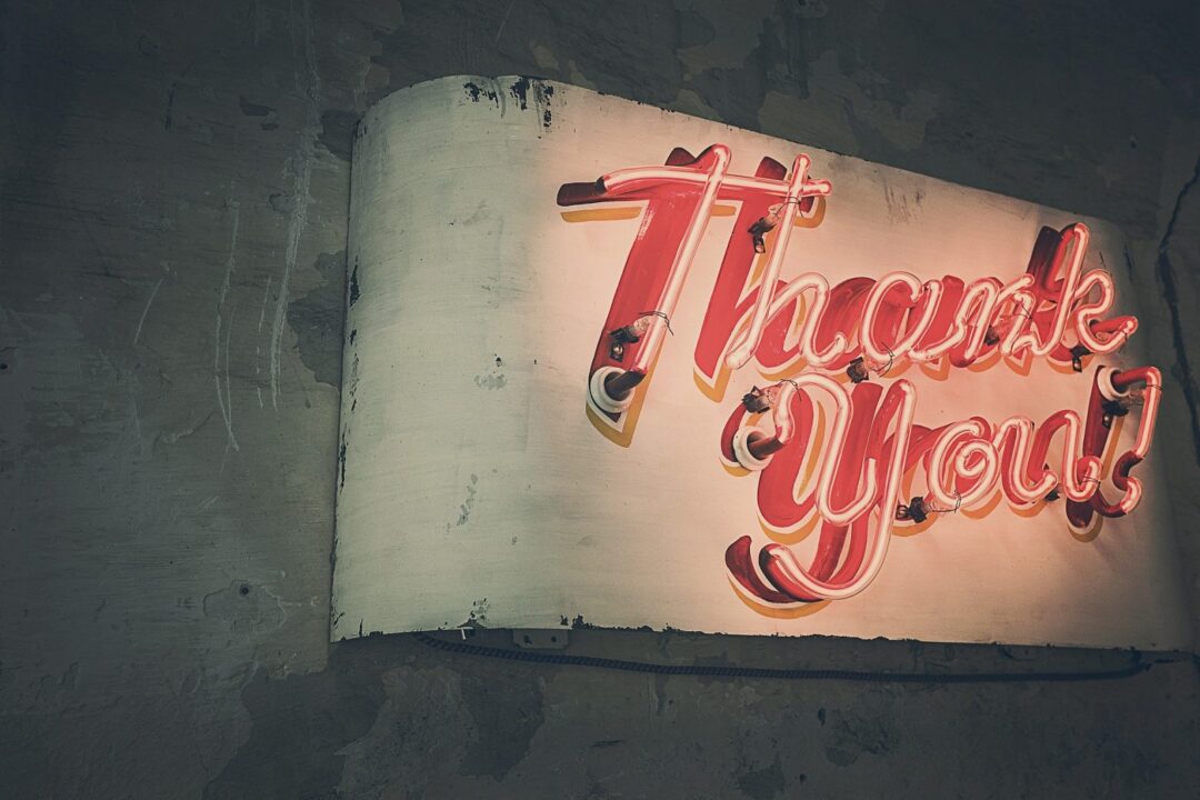 "Thank you" sign