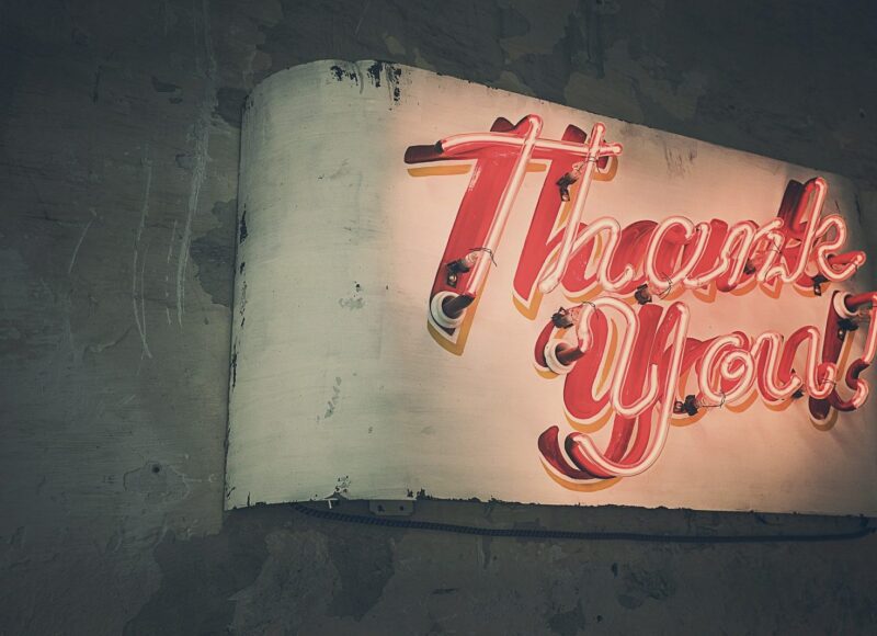 "Thank you" sign